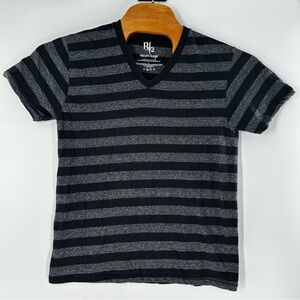 B/2 Men’s Size L Black and Gray Striped V-Neck T-Shirt